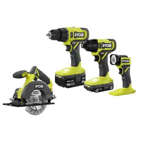 Ryobi 18v One Lithium Ion Cordless 4 Tool Combo Kit With 2 Batteries