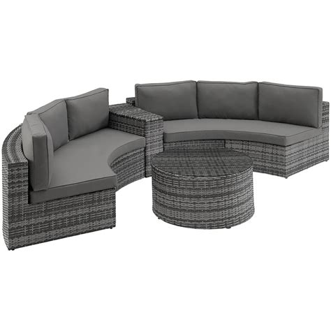 Crosley Catalina 4 Piece Wicker Curved Patio Sectional Set In Gray