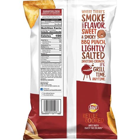 Lays Kettle Cooked Lightly Salted Sweet And Smoky Bbq Potato Chips 8 Oz