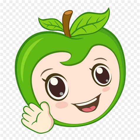 Apple Cartoon Auglis Clip Art Green Apple Smile Png