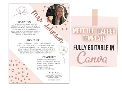 EDITABLE Meet The Teacher Boho Printable Welcome Back To Etsy