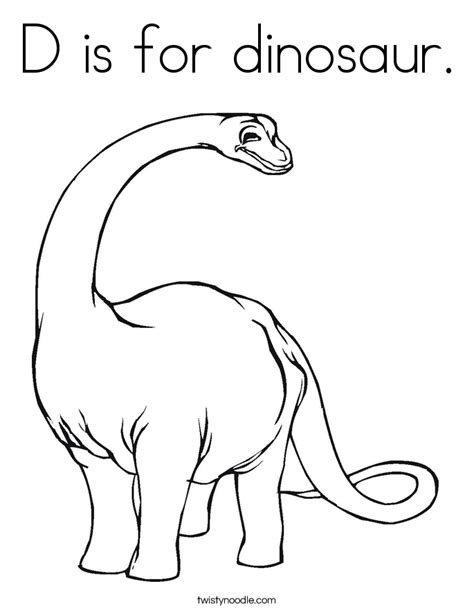 D is for dinosaur Coloring Page - Twisty Noodle