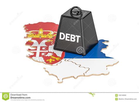 serbian national debt or budget deficit financial crisis concept 3d rendering stock