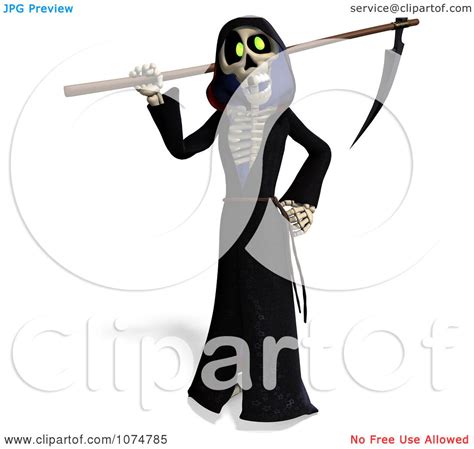 Clipart 3d Halloween Grim Reaper And Scythe 2 Royalty Free Cgi