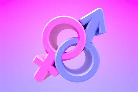 Sex Symbol In Colors Of Gender On Blue And Pink Background Idea And