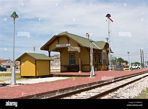 Small Town Railroad Passenger Train Station With Tracks Semaphore Signal Mail Catcher Mail