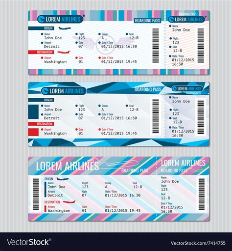 Airline Boarding Pass Tickets Template Royalty Free Vector