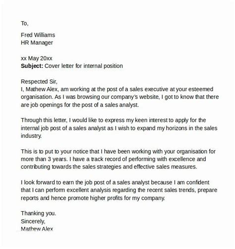 Cover Letter Template For Internal Position Resume Format Cover
