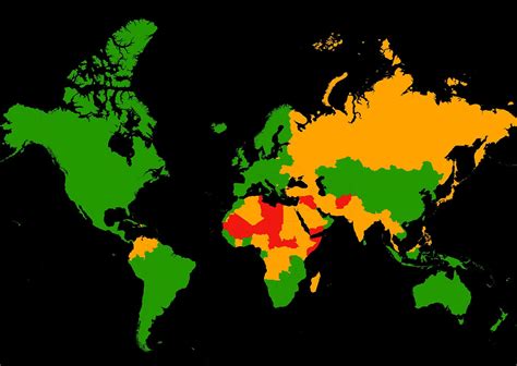 Map Of The Most Dangerous Countries For Tourists To Visit Business