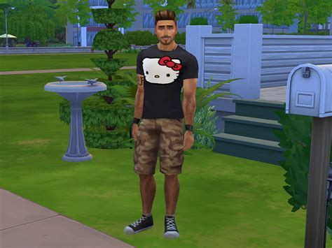The Sims Resource Hello Kitty Black Male Adultteen Shirt Get To