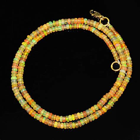 Ethiopian Fire Opal Necklace With Kt Gold Clasp Length