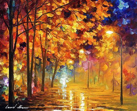 Autumn In The Park — Palette Knife Oil Painting On Canvas By Leonid