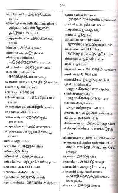 The problem is that it is almost impossible to transfer information this way without. English-Tamil & Tamil-English One-to-One Dictionary (Exam ...