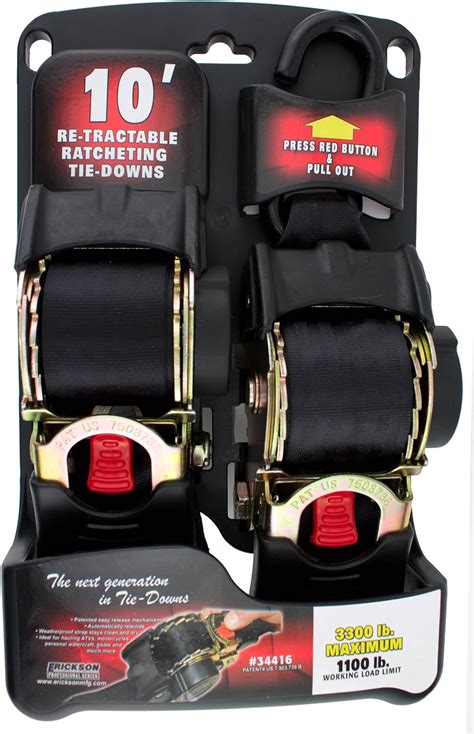 Erickson 34416 Pro Series Black 2 X 10 Retractable Ratcheting Tie Down Strap Ebay