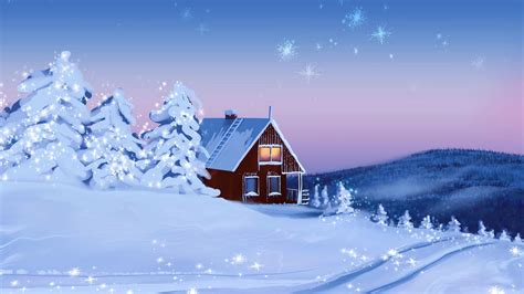 Download Wallpaper 1366x768 House Snow Winter Landscape