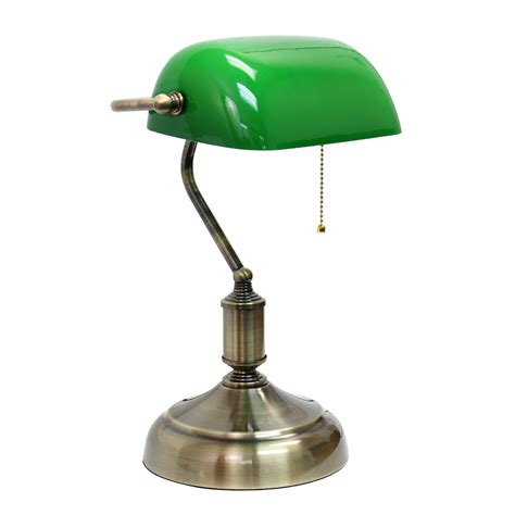 Simple Designs Executive Bankers Desk Lamp With Glass Shade Green