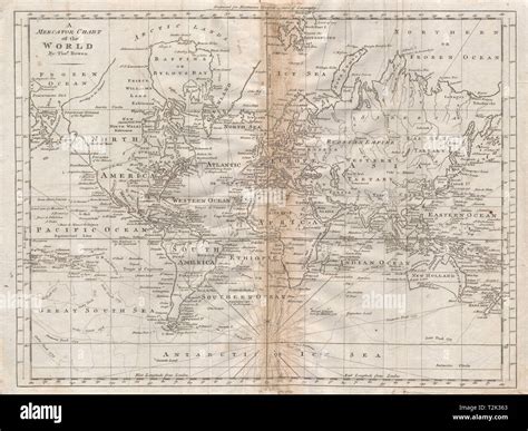 A Mercator Chart Of The World By Thomas Bowen 1779 Old Antique Map