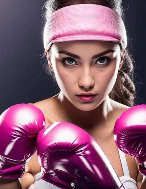 Premium Ai Image Woman With A Pair Of White Pink Boxing Gloves