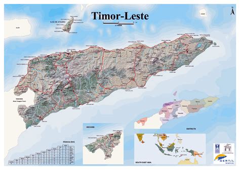 To switch into satellite or terrain mode use links and checkbox in the top right corner. Detailed map of Timor Leste with relief, roads and cities | East Timor | Asia | Mapsland | Maps ...