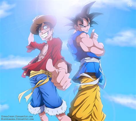 Goku And Luffy By Hyugasosby On Deviantart Fan Art Dragon Ball
