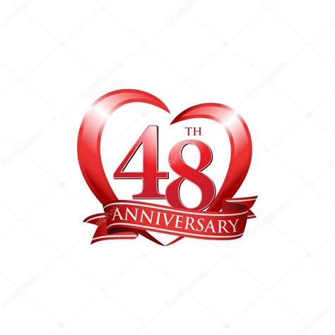 48th Anniversary Logo Red Heart — Stock Vector © Ariefpro 86351774