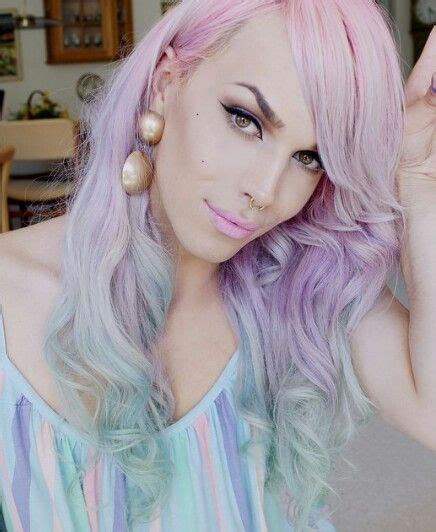 Pink Green Pastel Rainbow Ombre Hair Lavender Hair