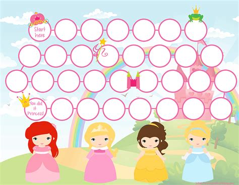 Learning And School Toys Princess Chore Chart Editable Printable Reward
