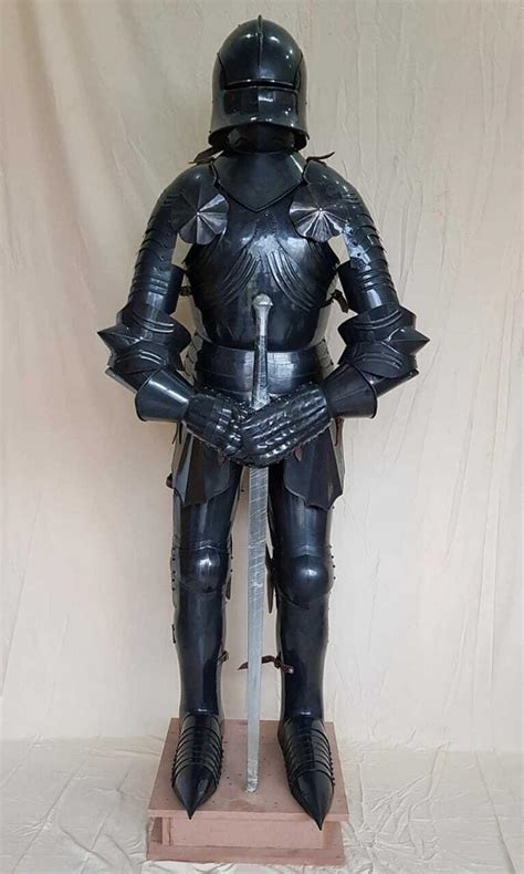 Medieval Knight Black Gothic Suit Of Armor Combat Full Body Etsy
