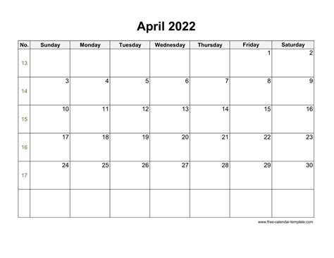 Free Printable April 2022 Calendar With Holidays As Word Pdf Free