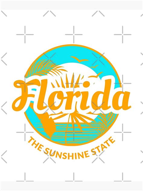Florida The Sunshine State Retro Logo Art Print For Sale By