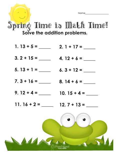 Spring Time Means Math Time Free Addition Worksheet Squarehead