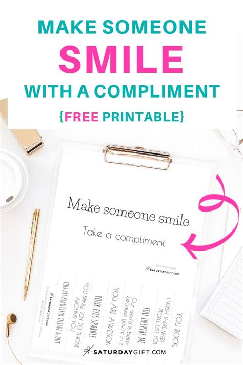 Sweet romantic words to make her happy. Free Compliments - Make someone smile {Free Printable ...