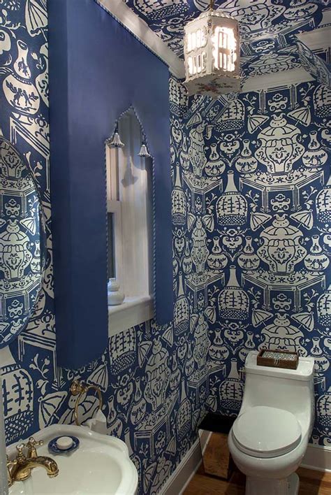 Free Download Busy Blue Powder Room Wallpaper 600x897 For Your