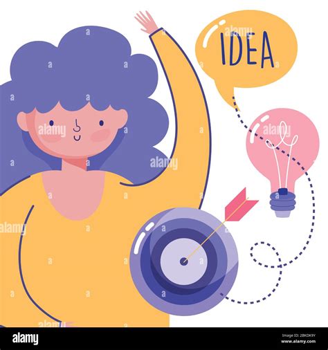 People Creativity Technology Girl Idea Target Innovation Cartoon