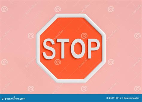 Stop Sign On Pink Background Concept Of Prohibition Stock Illustration