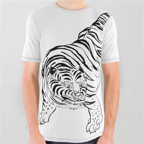 Vintage Tiger Illustration Print All Over Graphic Tee Japanese Culture
