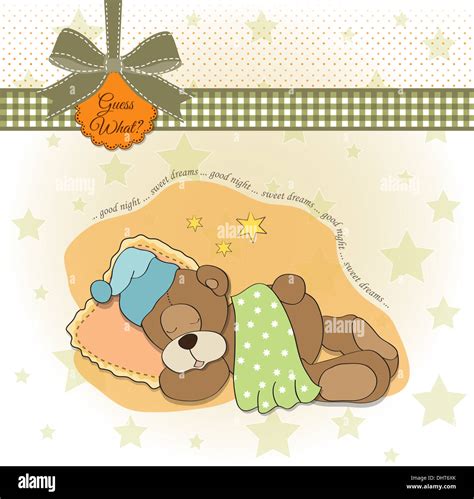 Cute Teddy Bear Sleeps On Pillow Vector Illustration Stock Photo Alamy