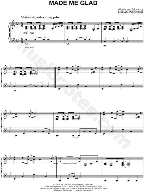 hillsong made me glad sheet music piano solo in bb major download and print sku mn0093801