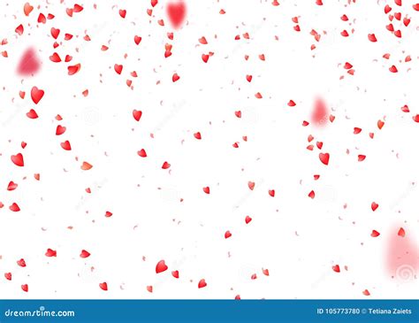 Heart Background Falling From Above Romantic Red Love Particles Stock