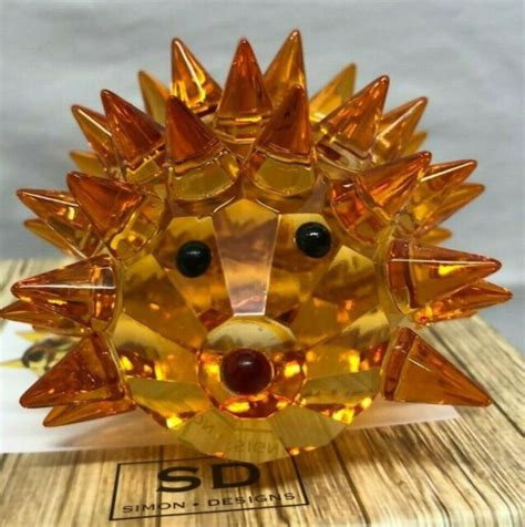 Simon Design Crystal Glass Hedgehog Orange Figurine New Holiday T Ebay
