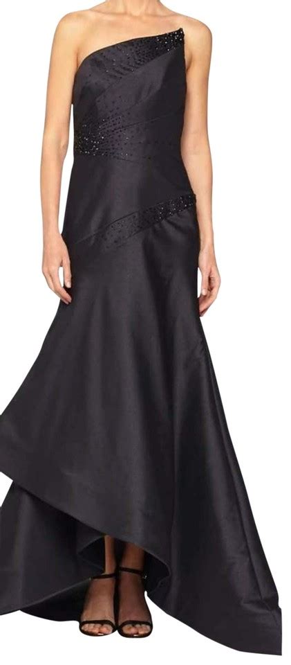 Monique Lhuillier Black Asymmetrical Ball Prom Gown Long Formal Dress