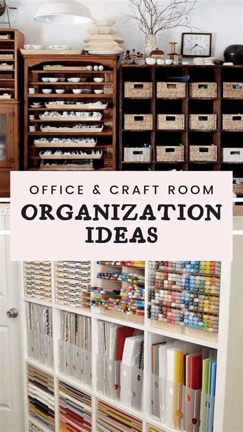 Sewing supplies fit neatly behind cabinet doors, and paper tools tuck away securely into a drawer space keeping everything organized. 15 Stunning Office & Craft Room Organization Ideas