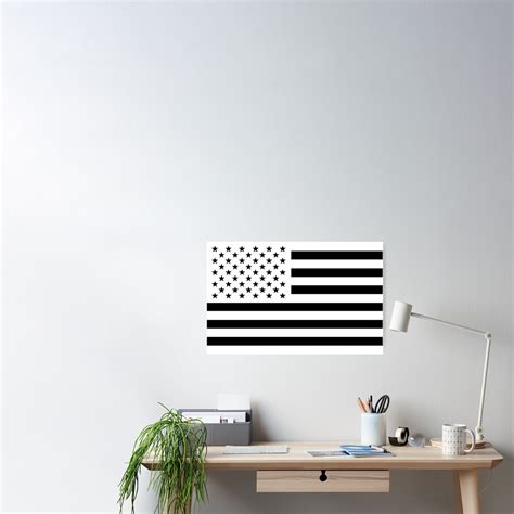 Black And White Usa Flag Poster For Sale By Shabzdesigns Redbubble