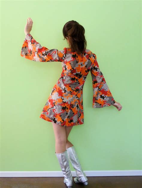 vintage 1960s go go dress 60s mod bell sleeve mini dress etsy