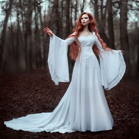 White Renaissance Fairy Tale Medieval Wedding Dress Vestidos De Novia