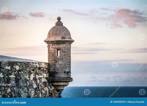 Sunset At El Morro Castle At Old San Juan Puerto Rico Stock Photo