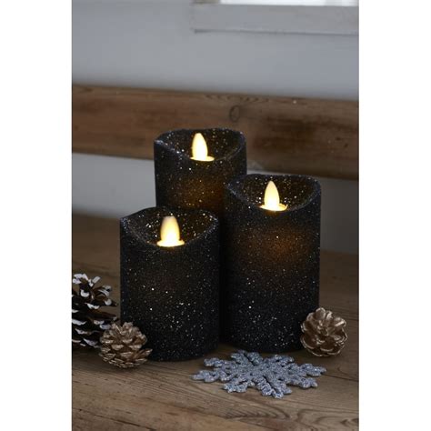 Sirius Sara Led Candles Set Of 3 Galaxy Glitter Black By Design