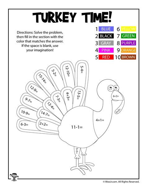 Thanksgiving Multiplication Coloring Worksheets Printable Word Searches