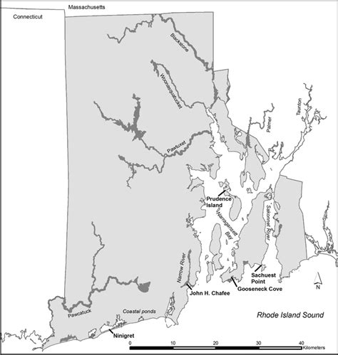 Map Of Rhode Island Showing Locations Of Marsh Systems With Surface