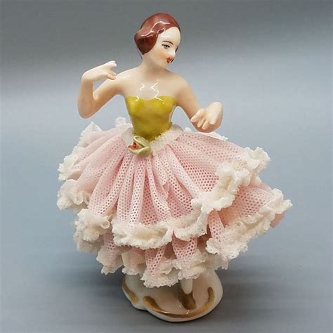 Vintage Dresden Germany Ballerina Lace Figurine Small 3 Etsy